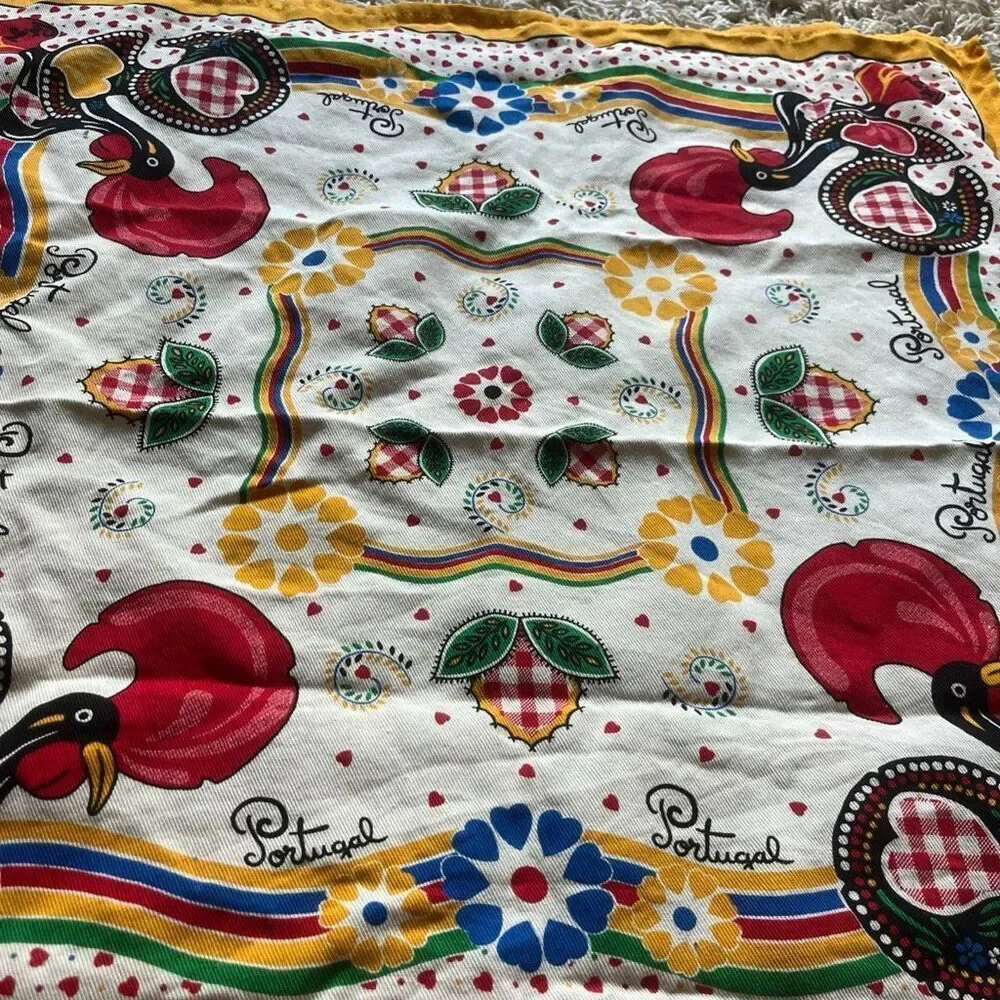 Vintage Portugal Souvenir Tea Kitchen Towel 100% Cotton Colorful Vintage 27x25